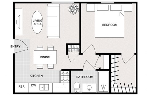 1 Bedroom 1 Bathroom - 710 Square Feet